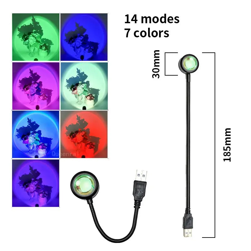 RGB Sunset Lamp Projection Led Night Light Sunset Projection Lamp For Photography Selfie Party Home Living Room Bedroom Decor