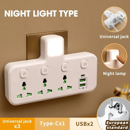 EU UK AU US Plug AC Outlet Power Strip Multiprise Wall Socket Universal Network Filter USB Cherger Separate Switch Light Adapter