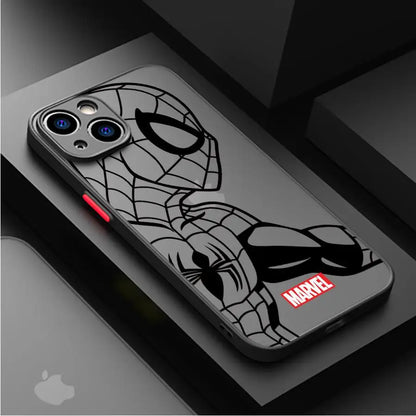 Marvel Spiderman Ironman Phone Case for iPhone XR X 14 16 Plus XS Max 8 Plus 13 Mini 15 Pro Max 12 11 Pro 7 12 Pro Matte Cover