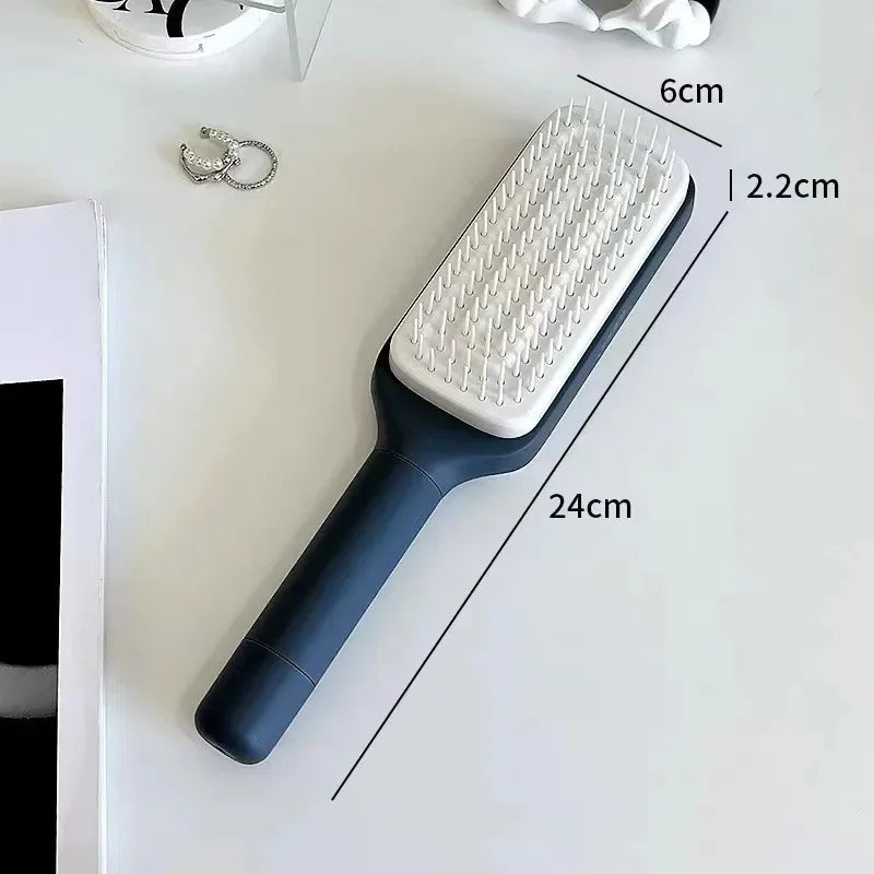 Automatic Cleaning Rotating Hairbrush – Retractable, Anti-Static, Scalp Massaging Comb