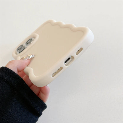 Wave Side Liquid Silicone Phone Case For iPhone 11 12 13 14 15 Pro Max Mini Xs X XR 6 6s 7 8 Plus SE Cream Soft Cover Fundas