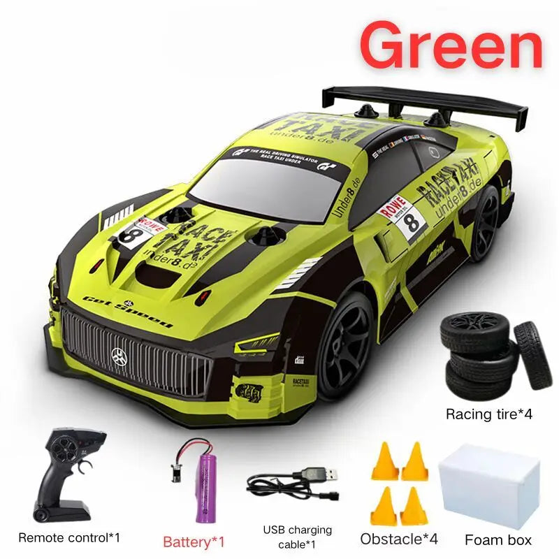 RC Sport Racing Car 1:18 Drift Car with 2 Sets of Tires 2.4G Remote Control Module 4WD RTR Car Toys Children's Gifts