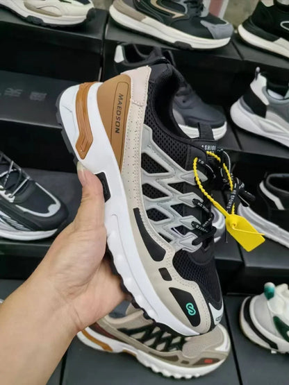 Trendiga vintage sneakers för män – ventilerande löparskor våren 2024 med tjock sula för extra höjd