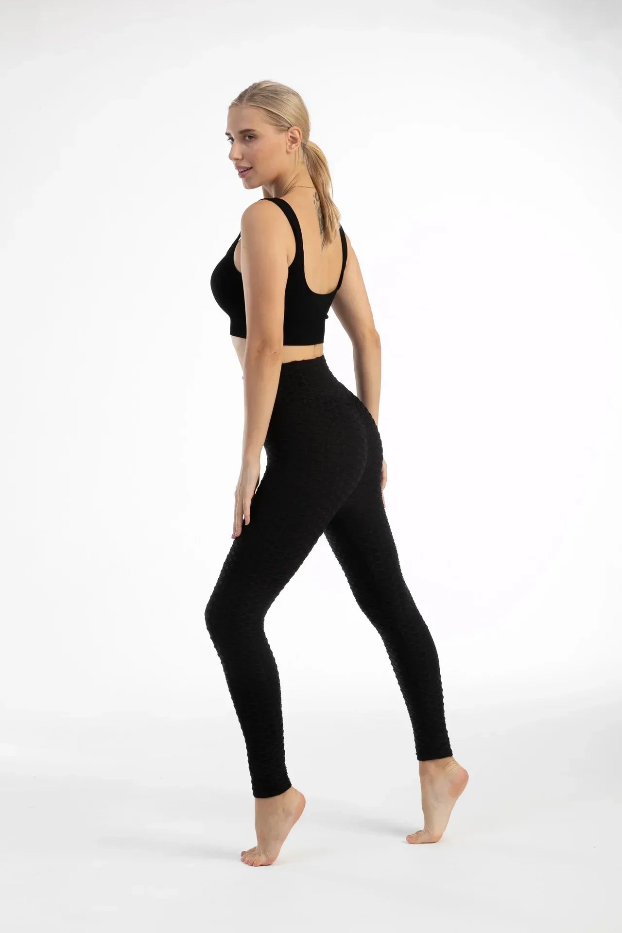 Women's High Waist Seamless Bubble Leggings with Hip Lift