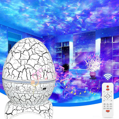 Dinosaur Egg Galaxy Projector – Space Buddy Star Projector Night Light, Astronaut Projector for Kids & Adults, Bluetooth Speaker