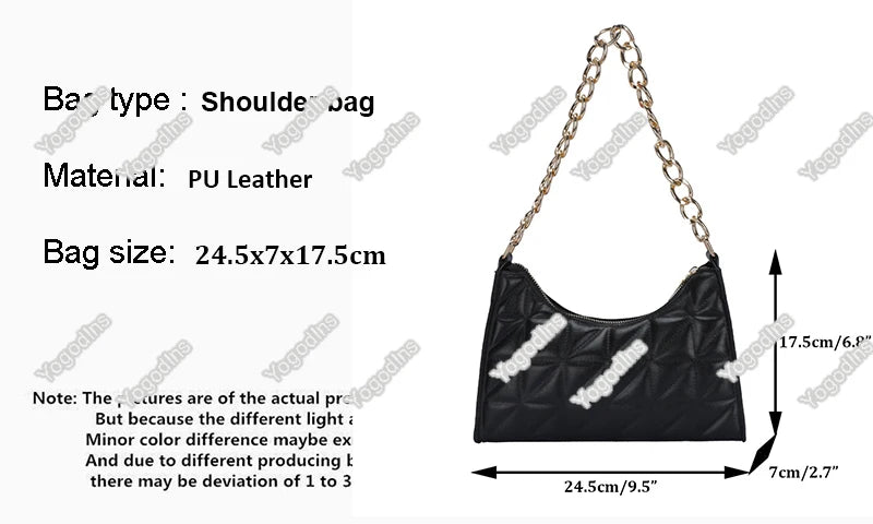 Women's Diamond Pattern PU Leather Chain Shoulder Bag