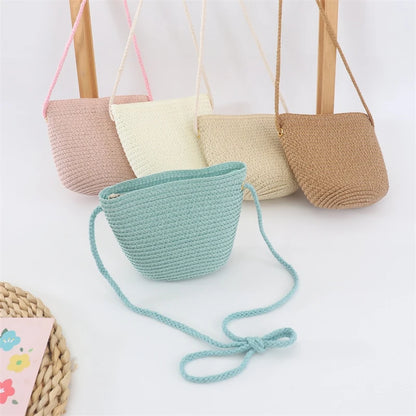 Yogodlns Flap Small Crossbody Shoulder Bag Women Straw Woven Beach Bag Ladies Rattan Handmade Knitted Bucket Mini Purse Handbags