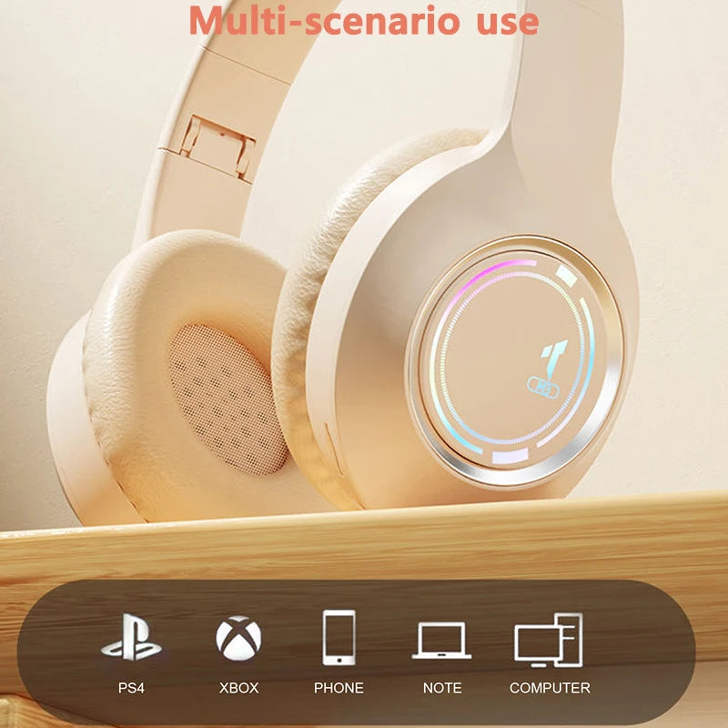 M3 Ljusemitterande Bluetooth Headset Vikbart LED-kort Trådlöst Headset TYPE-C Laddning Multi-scene Använd Game Office