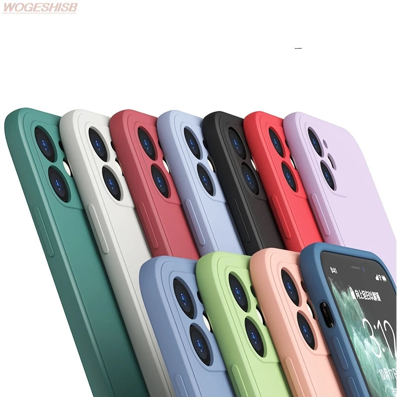 Luxury Liquid White Silicone Phone Case For iPhone 11 12 13 14 15 Pro Max Mini Xs X XR 6 6s 7 8 Plus SE Thin Soft Cover Fundas