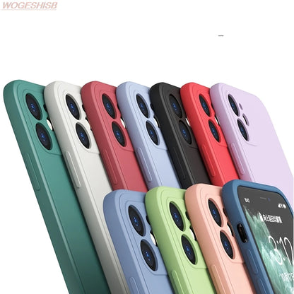 Luxury Liquid Green Silicone Phone Case For iPhone 11 12 13 14 15 Pro Max Mini Xs X XR 6 6s 7 8 Plus SE Thin Soft Cover Fundas