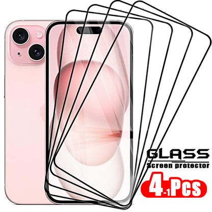 2pcs-HD Screen Protector and Case with Tempered Glass for iPhone Models