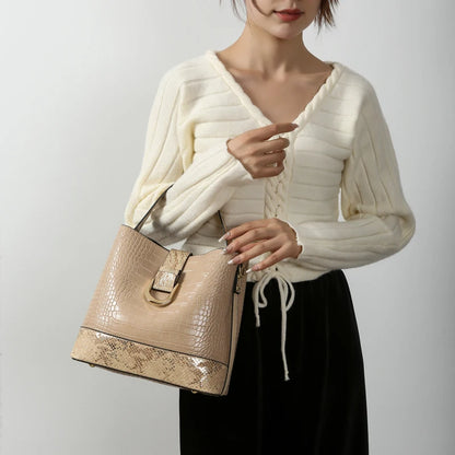 Soft Leather Luxury Handbag: Designer, Crocodile Pattern