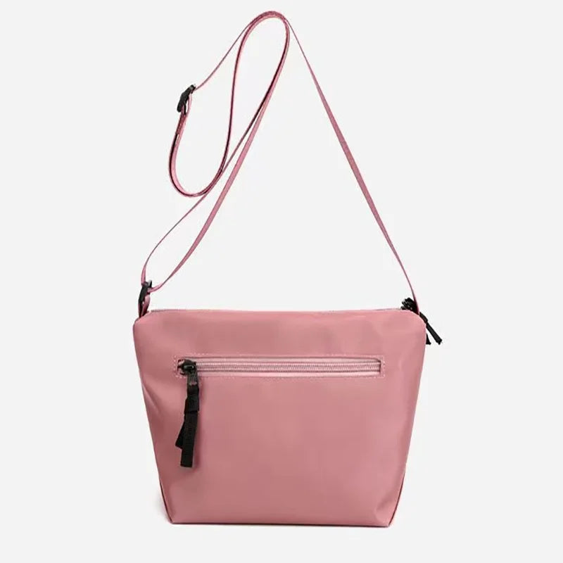 Baby Pink Nylon Underarm Bag – Lightweight Korean-Style Shoulder Handbag with Soft Texture