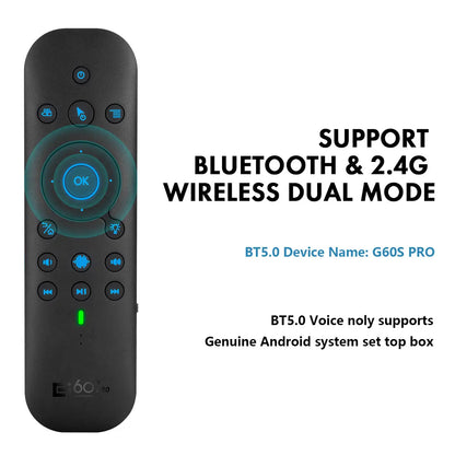 New G60S Pro BT Wireless Voice Remote Control 2.4G BT5.0 Dual Mode Air Mouse IR Learning With Backlit Light For Android TV Box