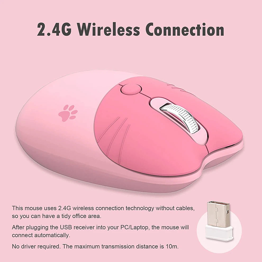 Mofi Bluetooth Wireless Mouse Computer Mouse Cute Cat 2.4G Wireless Mice Ergonomic Gaming Mouse Compatible with Ipad /Laptop