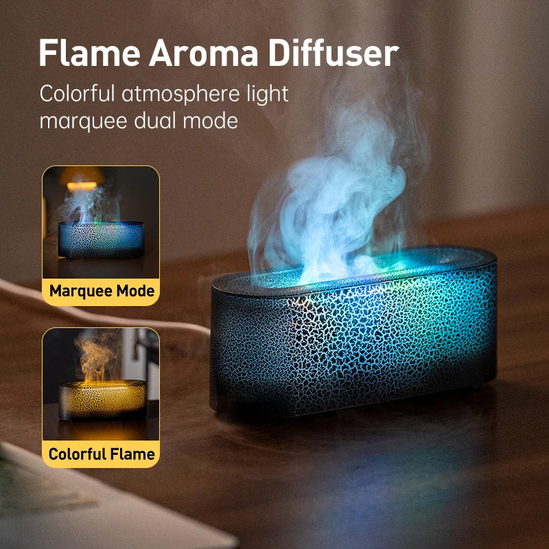 7-Color Flame Diffuser USB Air Humidifier – Aromatherapy Essential Oil Fragrance Diffuser for Bedroom & Yoga