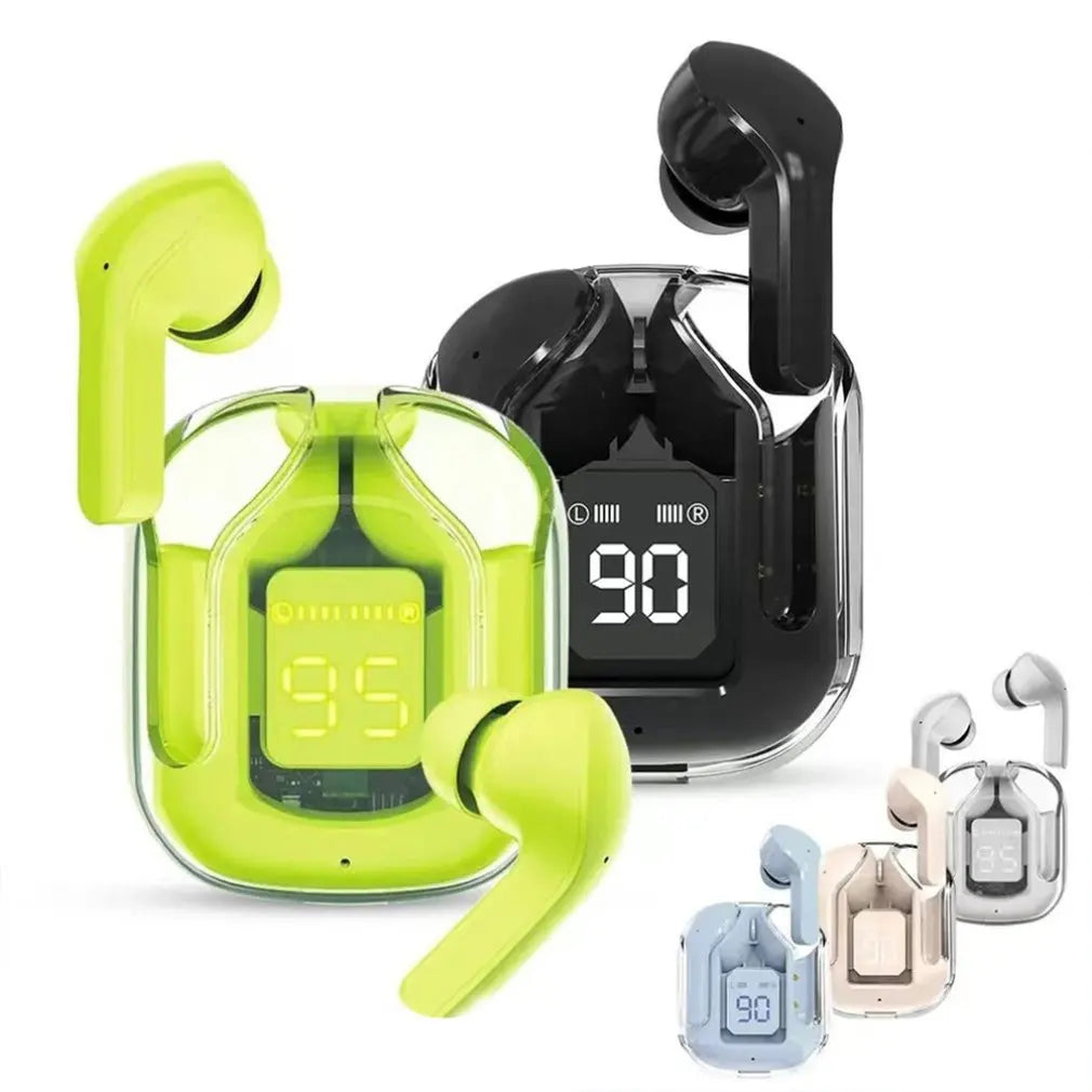 TWS Trådlösa hörlurar Transparent Bluetooth In Ear Headset ENC Sport Hörlurar LED Power Digital Display Stereo Sound Earbuds