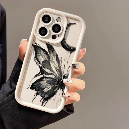 Flytande silikonfodral för iPhone: Stötsäkert Butterfly Soft TPU-fodral