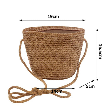 Yogodlns Flap Small Crossbody Shoulder Bag Women Straw Woven Beach Bag Ladies Rattan Handmade Knitted Bucket Mini Purse Handbags