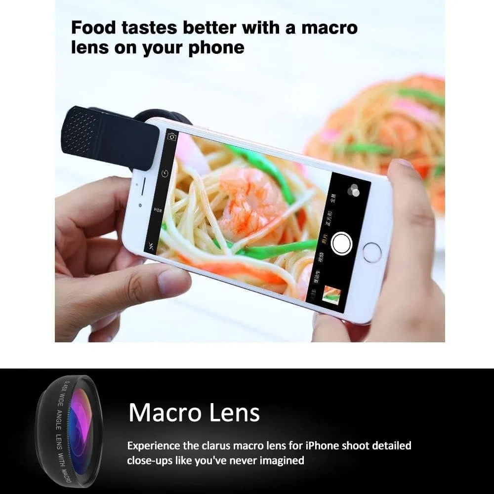 2 IN 1 Lens Universal Clip 37mm Mobile Phone Lens Professional 0.45X 49uv Super Wide-Angle + Macro HD Lens For iPhone Android