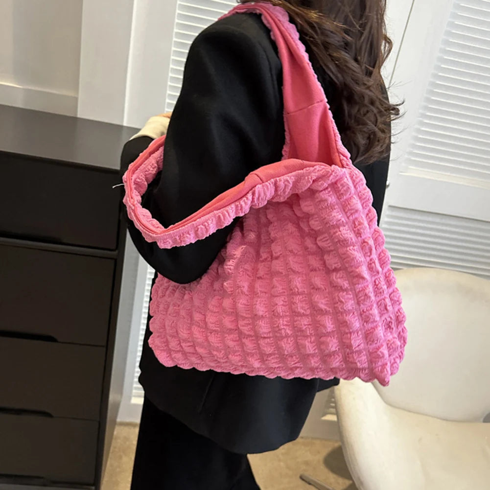 Elegant Cloud Bag: Pleated, Candy Color, Large Capacity Shoulder Bag