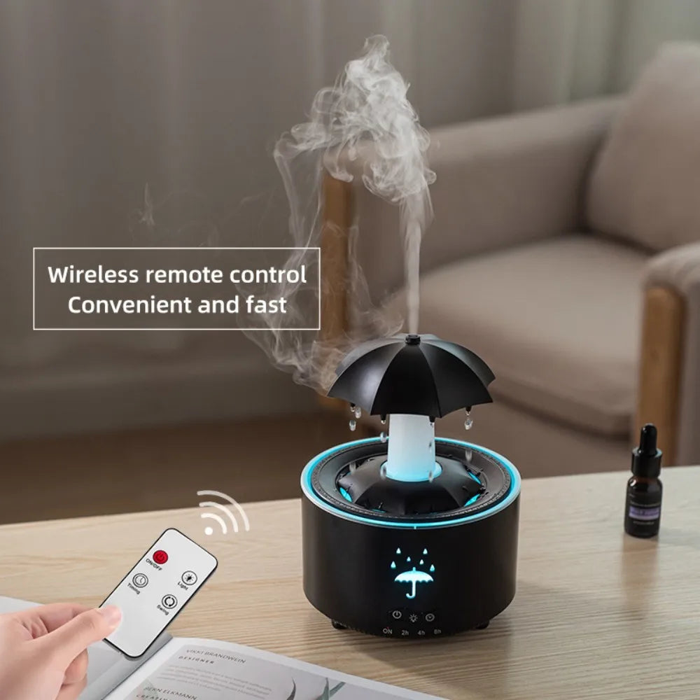 Rotating Umbrella Water Drop Air Humidifier – Colorful Night Lights, Mute Spray, Essential Oil Aroma Diffuser