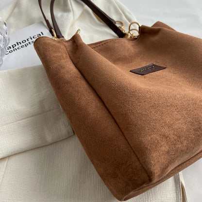 Leisure Suede Bag: Large Capacity, Commuting