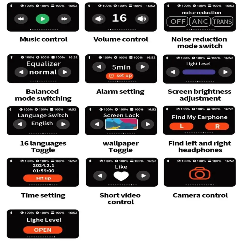 Xiaomi nya trådlösa headset Touch Color Screen Bluetooth-hörlurar ANC-hörlurar, Super Bass Advanced Audio