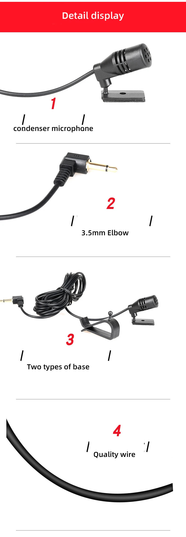 Car Audio Microphone 3.5mm Clip Jack Plug Mic Stereo Mini Wired External Microphone For Auto DVD Radio Professionals