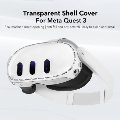 Transparent skalfodral för Meta Quest 3-tillbehör, VR-headsetskydd Kameralinsskydd Härdat glas för Quest3