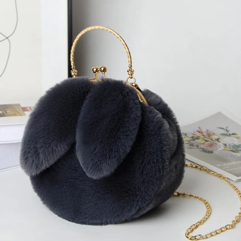 Cute Plush Rabbit Crossbody Bags for Women – Korean Version Cute Purses and Handbags, Girls New Rabbit Ear Shoulder Messenger Bag