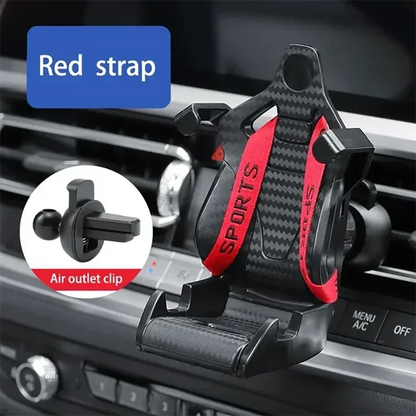 360° Carbon Fiber Racing Seat Car Phone Bracket – Universal Air Vent GPS Support