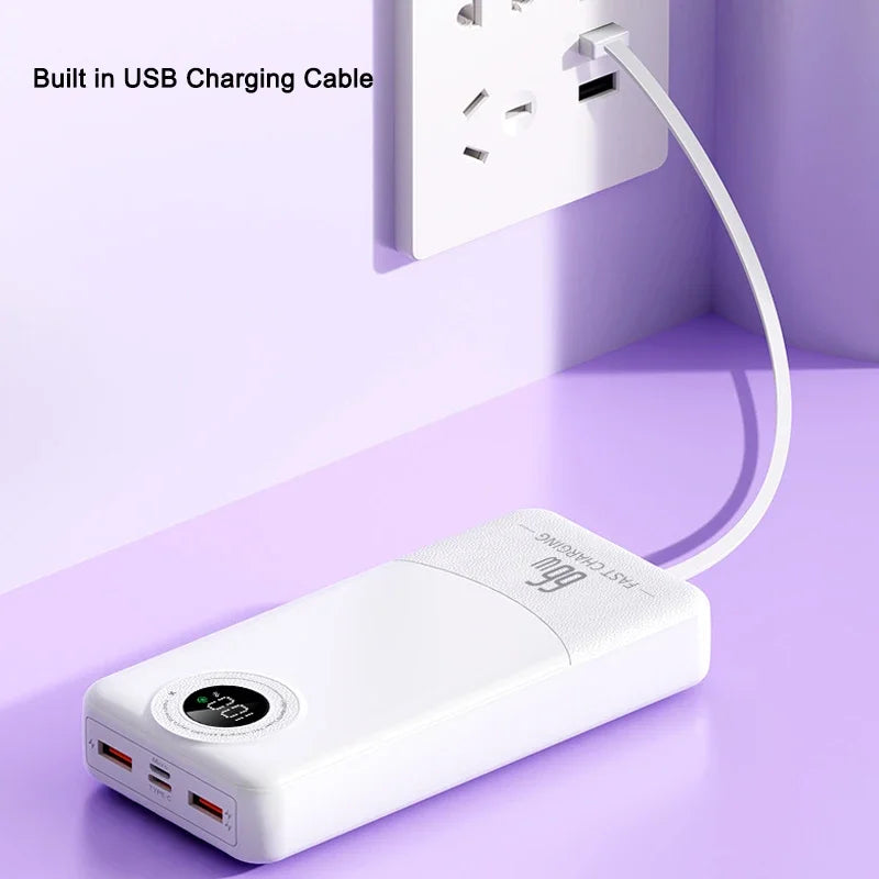 20000mAh 66W Power Bank with Fast Charging and 4 Cables