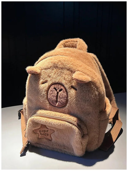 Capybara Plush Backpack Kawaii Fashion Plushie Doll Fur Bag Children's Bag Shoulder Bag Mini Knapsack Bags Gifts For Girlfriend