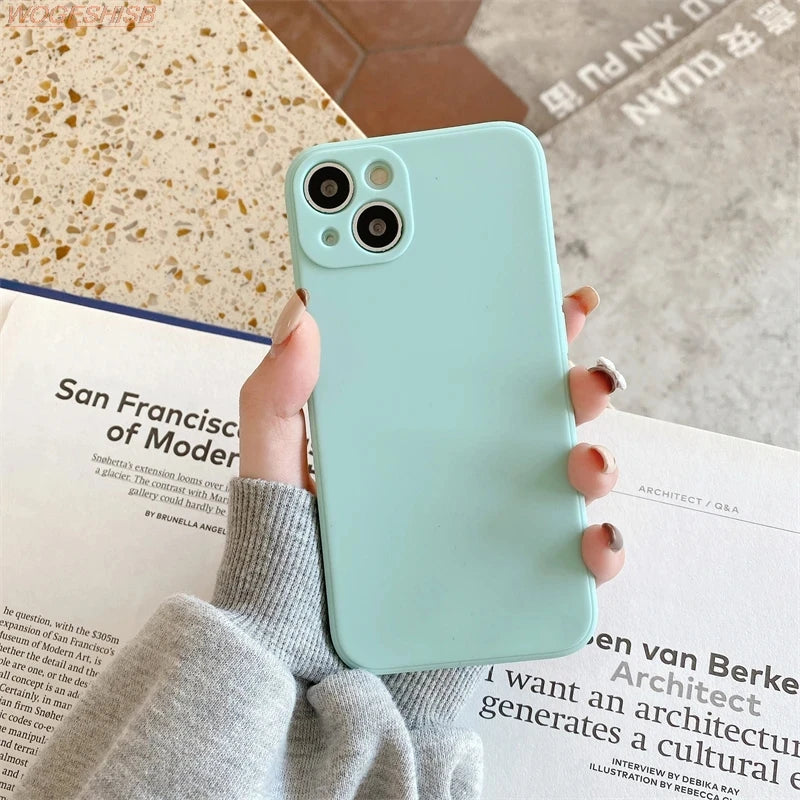 Luxury Liquid Blue Silicone Phone Case For iPhone 11 12 13 14 15 Pro Max Mini Xs X XR 6 6s 7 8 Plus SE Thin Soft Cover Fundas