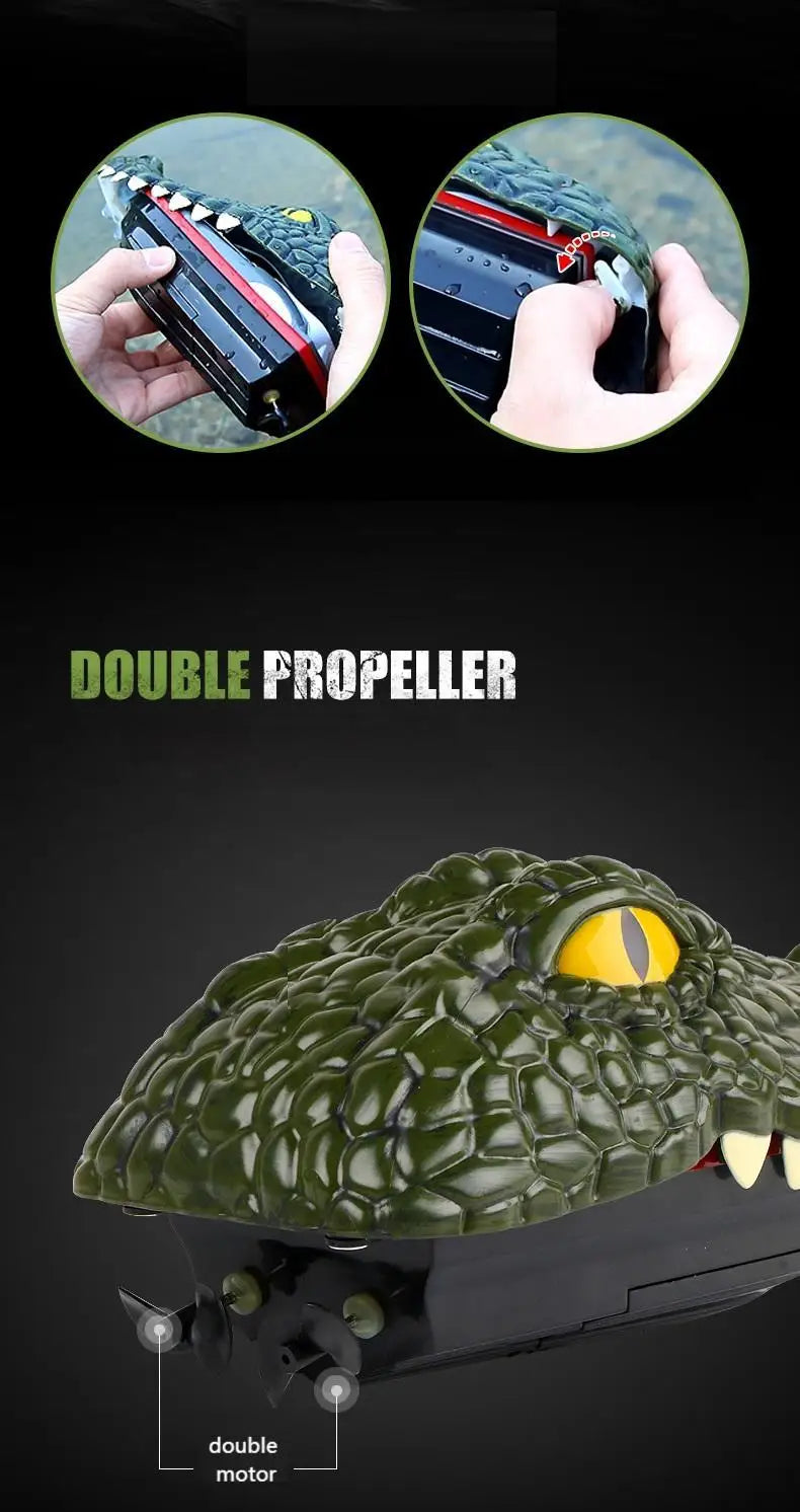 RC Boat Crocodile Head Remote Control High Speed Boat Kids Toys Boys Joke Alligator Decoy Pool Water River Game Spoof Party Gift