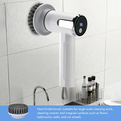 Electric Cleaning Brush – Powerful Bathroom Wash Tool with 7 Brush Heads for Tiles