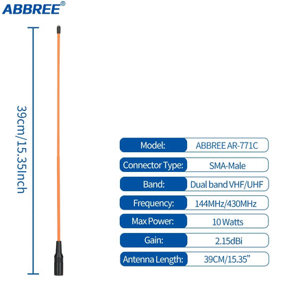 ABBREE AR 771 SMA Female Antenna Dual Band 144/430MHz for Baofeng UV 5R S9PLUS UV 13 21Pro Quansheng UV K5 Walkie Talkie NA771