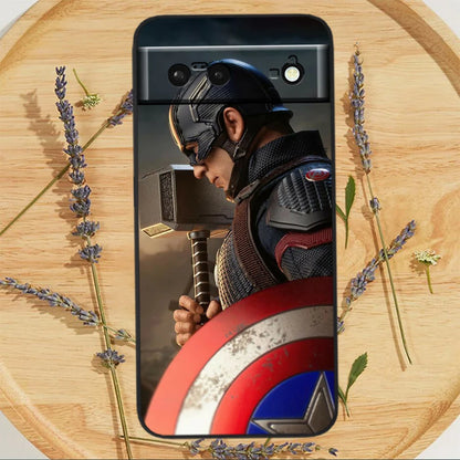 Marvel America Captain Cool Case For Google Pixel: Black Silicon Shockproof Shell Cover