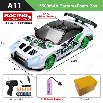 2,4G RC CAR Med LED-ljus 4WD Fjärrkontroll Drift Cars Professionella racingleksaker GTR modell AE86 för barn Julklappar