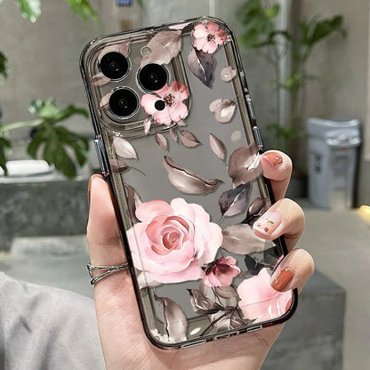 Luxury Phone Case For iPhone: Shockproof Flowers Silicone Funda Cover