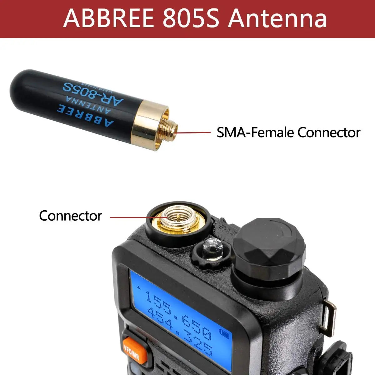 ABBREE Mini Walkie Talkie Antenna AR-805S SMA- Female Dual Band High Gain Antenna For Baofeng BF-888S UV-5R UV-21 PRO Ham Radio