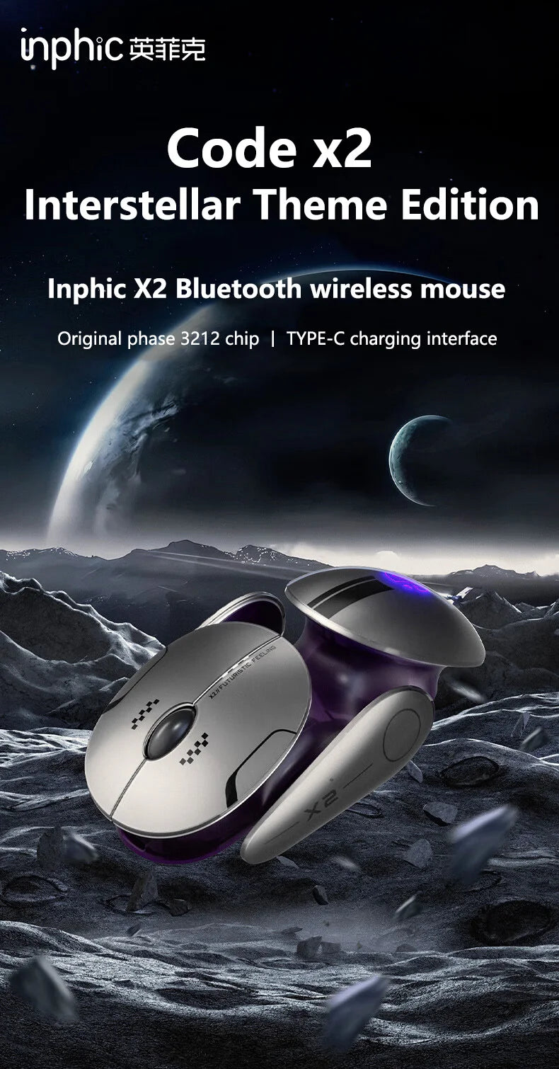 Inp X2 Silent Bluetooth Mouse Metal Base Rechargeable Wireless Gaming Mouse For Computer Laptop Office Game