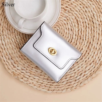 Custom Letters Fashion Women Short Wallet PU Leather Three Fold Wallet Small Coin Purse Ins Style Credit Card Holder Money Clip