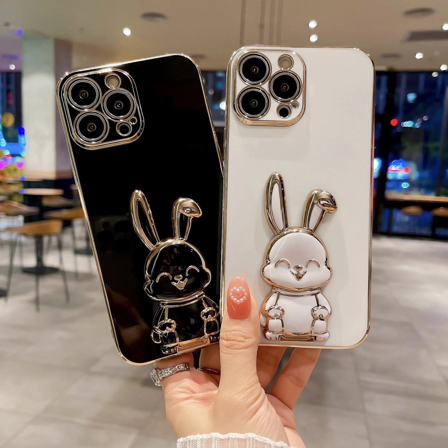 Bunny Finger Ring Holder Mini Pull Rod Phone Stand Universal Phone Fold Lazy Buckle Three-dimensional Back Sticker Pad Bracket