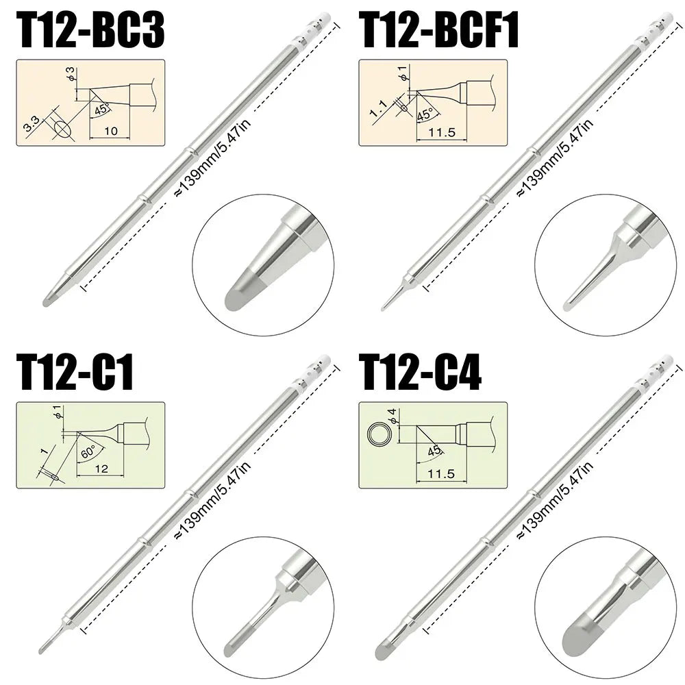 T12 Series Tip for Soldering Iron Replacement Tips Heater Solder Head Weller Electric Welding Equipment Tools Sting Tin Cautin