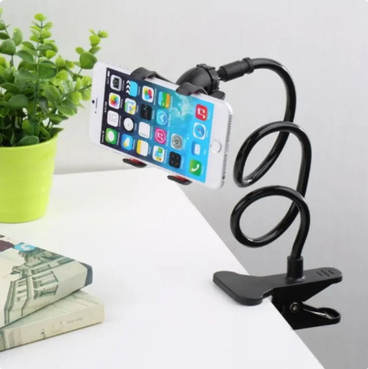 Universal Flexible Gooseneck Mobile Phone Holder – Adjustable Bed, Desk, and Table Clip Stand for Smartphones