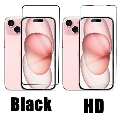 4pcs-Black Screen Protector and Case with Tempered Glass for iPhone Models