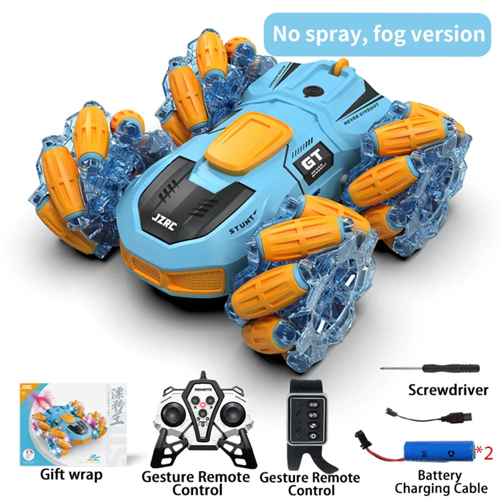 Top JZ06 RC Stunt Car 2.4G Double-Sided Drift RC Watch Gesture Sensor LED Rotation Gift Electronic Toy for Kids Boys