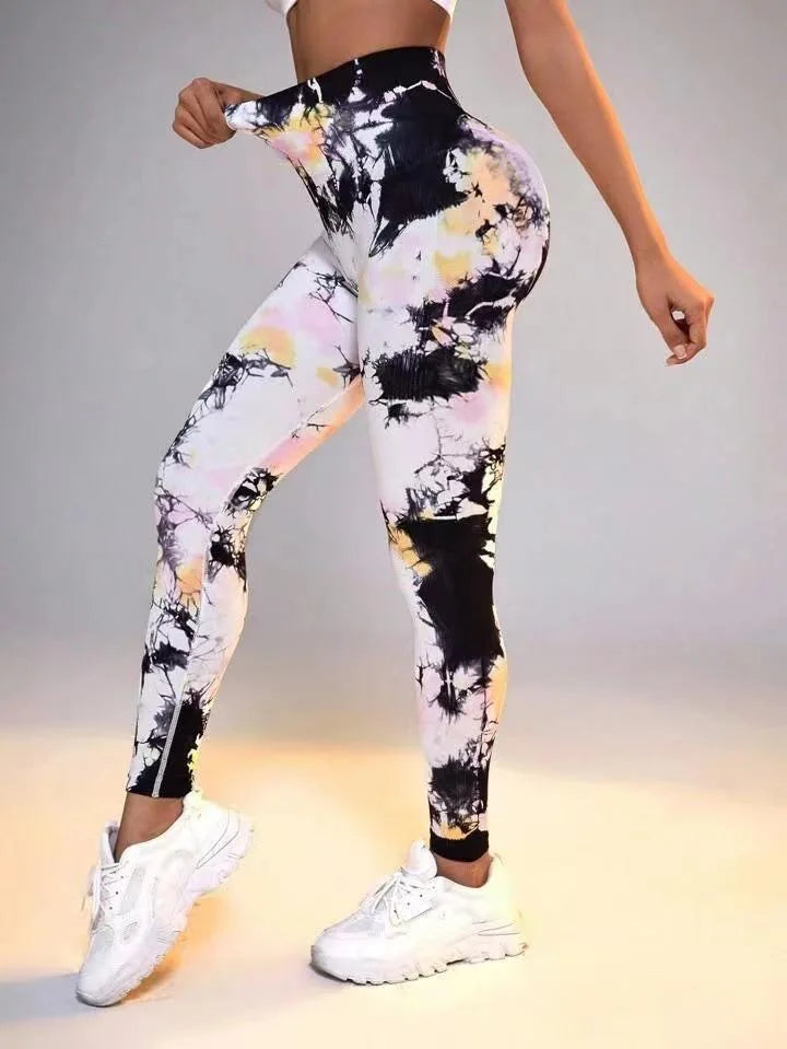 Women's High Waist Tie-Dye Yoga Leggings in 26 Colors